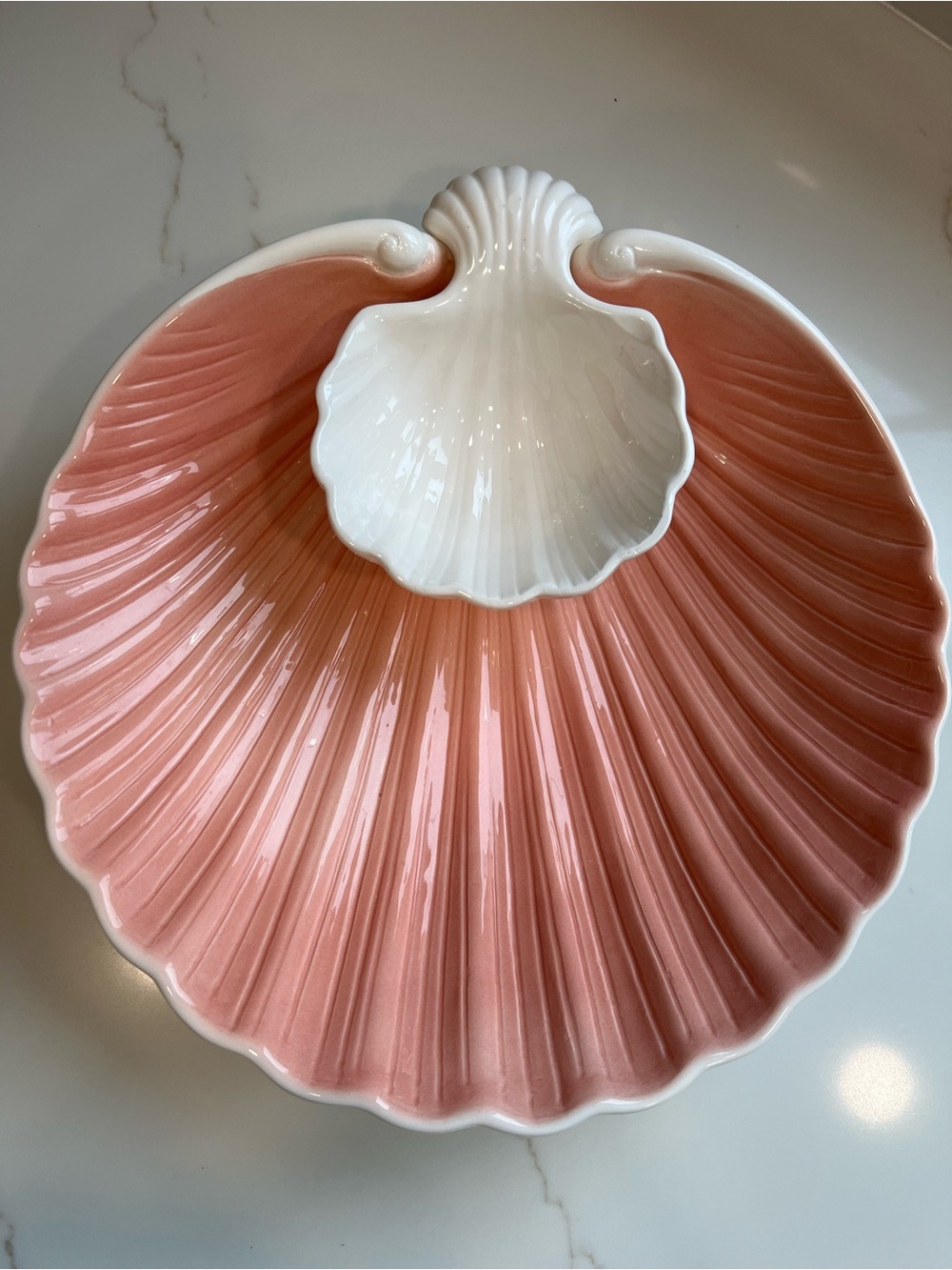Vintage Fitz and Floyd Pink Shell Seafood Server Platter - Picture 8 of 8